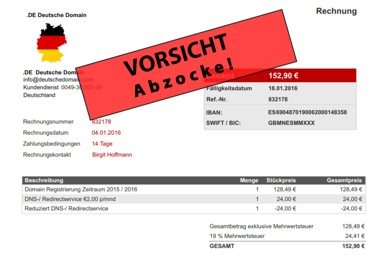 E-Mail von der DE Deutsche Domain - Achtung Betrug ...